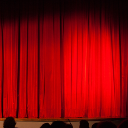 Heavy Red curtain used for a stage play, Theather play house